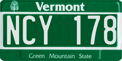 VT license plate NCY178