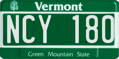 VT license plate NCY180