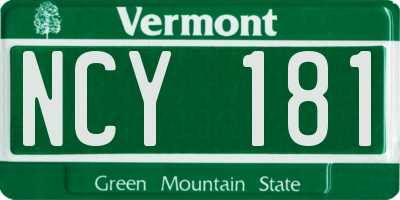 VT license plate NCY181