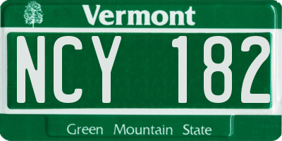 VT license plate NCY182