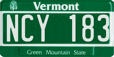 VT license plate NCY183