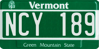 VT license plate NCY189