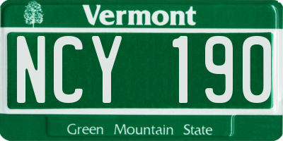 VT license plate NCY190