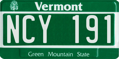 VT license plate NCY191