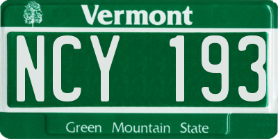 VT license plate NCY193