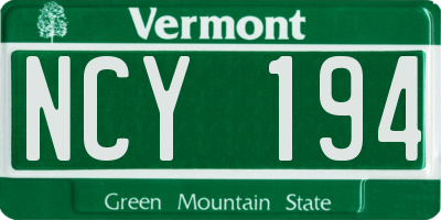 VT license plate NCY194
