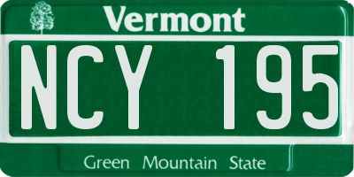 VT license plate NCY195