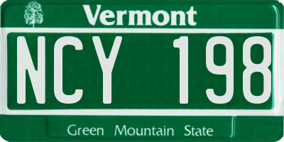 VT license plate NCY198