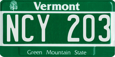 VT license plate NCY203