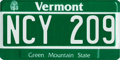 VT license plate NCY209
