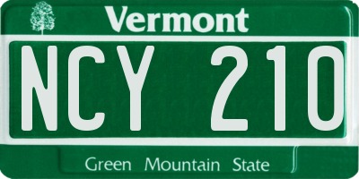 VT license plate NCY210