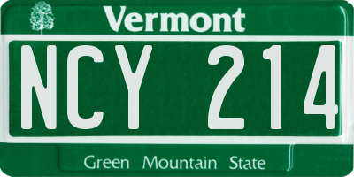VT license plate NCY214