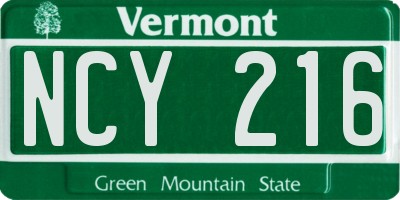 VT license plate NCY216