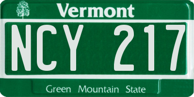 VT license plate NCY217