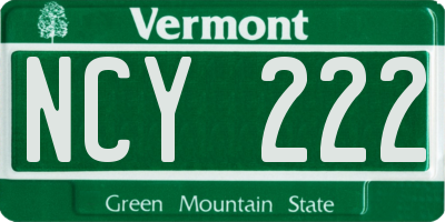 VT license plate NCY222
