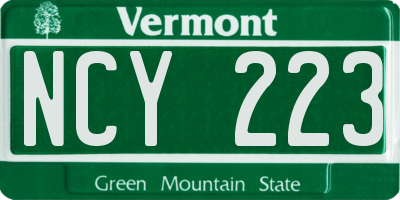 VT license plate NCY223