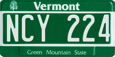 VT license plate NCY224