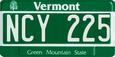 VT license plate NCY225