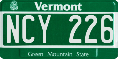 VT license plate NCY226