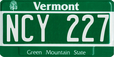 VT license plate NCY227