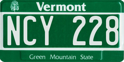 VT license plate NCY228