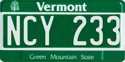 VT license plate NCY233