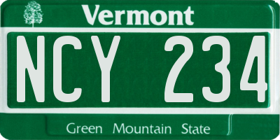 VT license plate NCY234