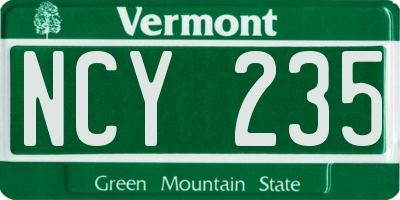 VT license plate NCY235