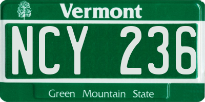 VT license plate NCY236