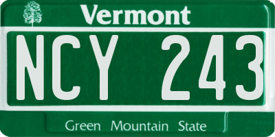 VT license plate NCY243