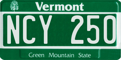 VT license plate NCY250