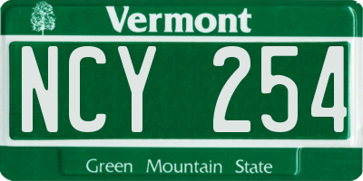VT license plate NCY254