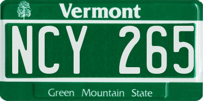 VT license plate NCY265