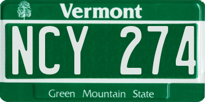VT license plate NCY274