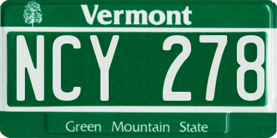 VT license plate NCY278