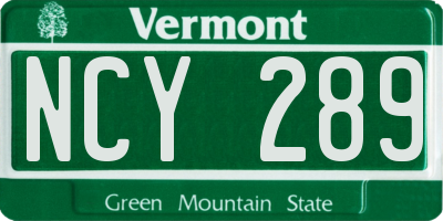 VT license plate NCY289