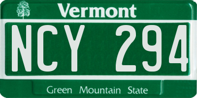 VT license plate NCY294