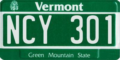 VT license plate NCY301