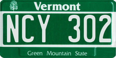VT license plate NCY302