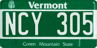 VT license plate NCY305