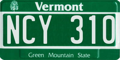 VT license plate NCY310