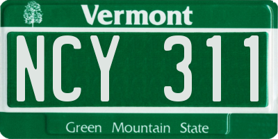 VT license plate NCY311