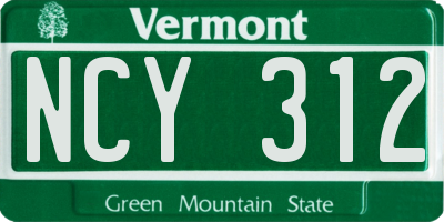 VT license plate NCY312