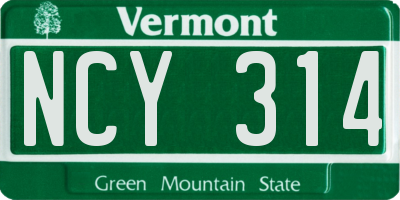 VT license plate NCY314