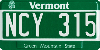 VT license plate NCY315