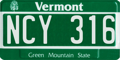 VT license plate NCY316