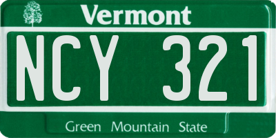 VT license plate NCY321