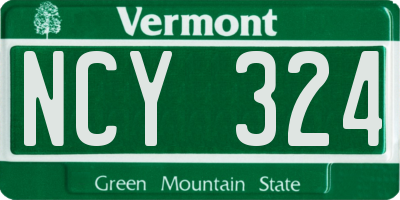 VT license plate NCY324