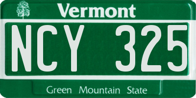 VT license plate NCY325