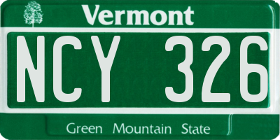 VT license plate NCY326